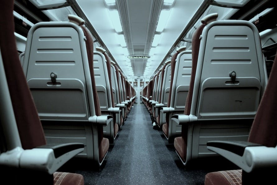 Gray and Brown Train Seat