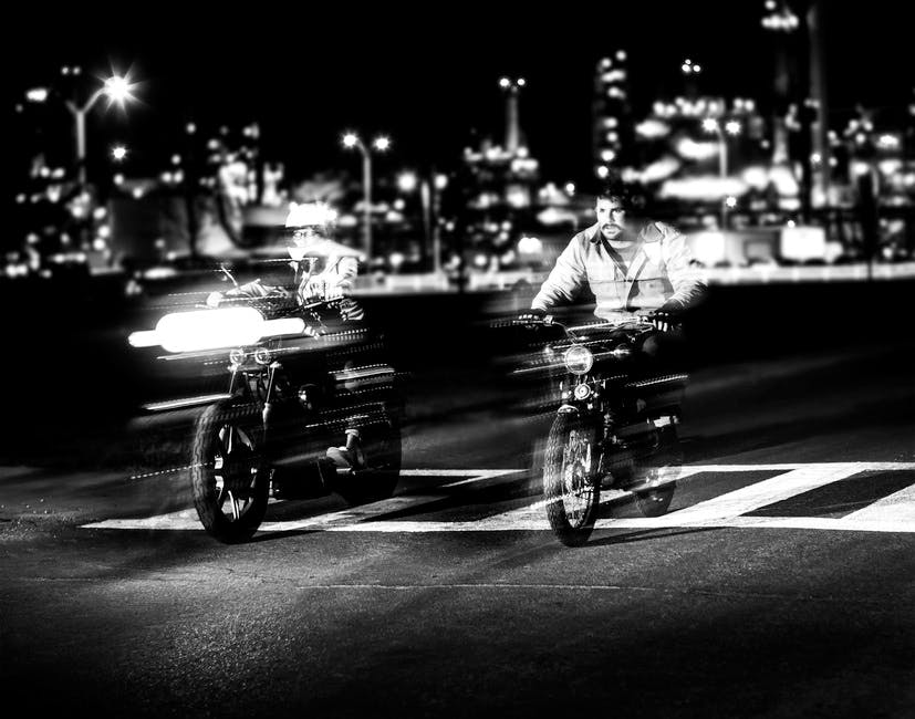 2 Man Riding Motorcycle Grayscale Photography