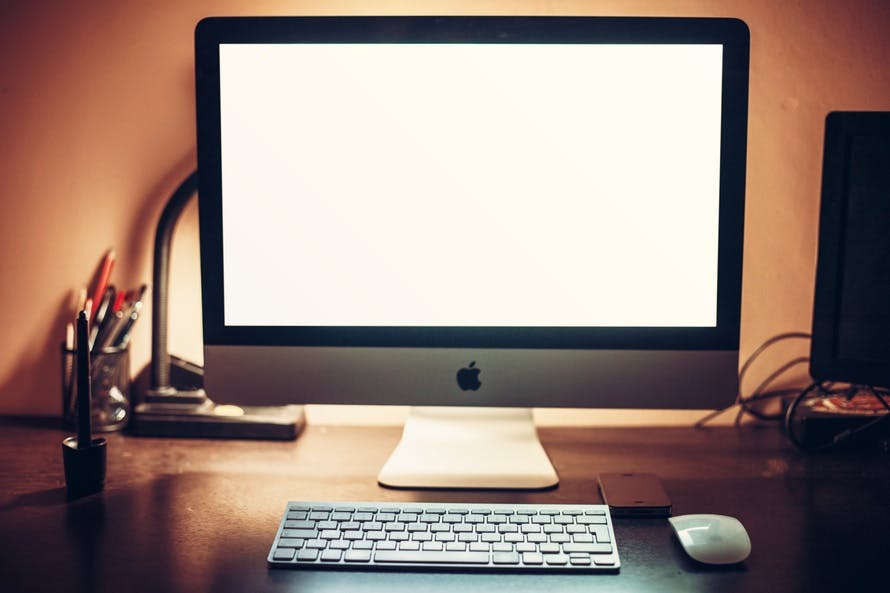 Free stock photo of apple, desk, office