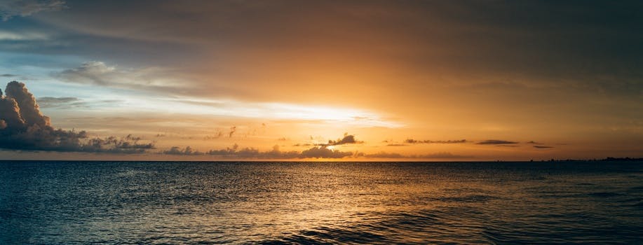 Scenery of Sea Water during Sunset