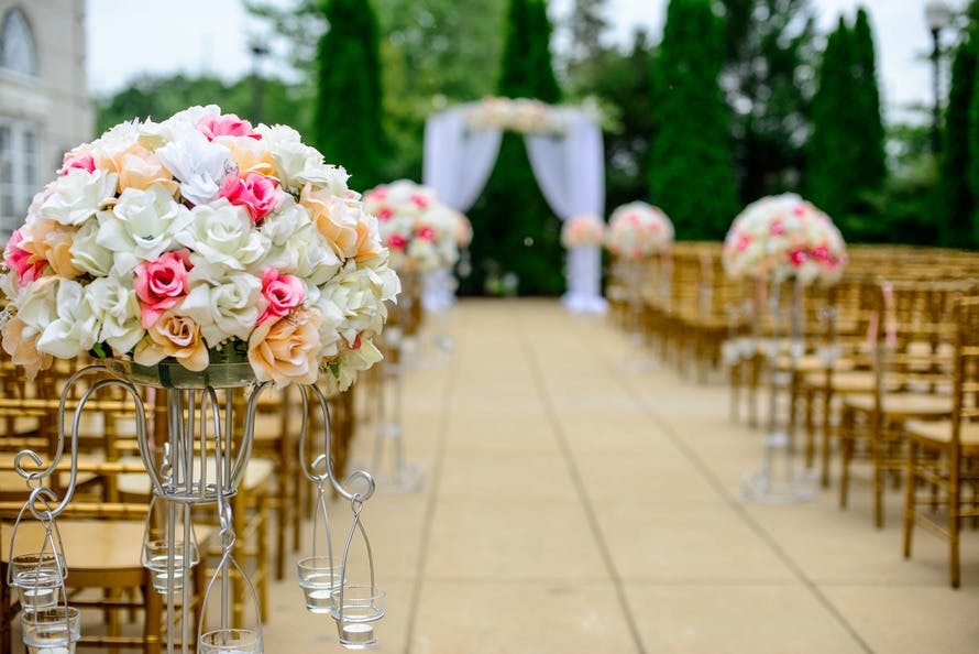 Macro Photo of Flowers in Wedding Venue