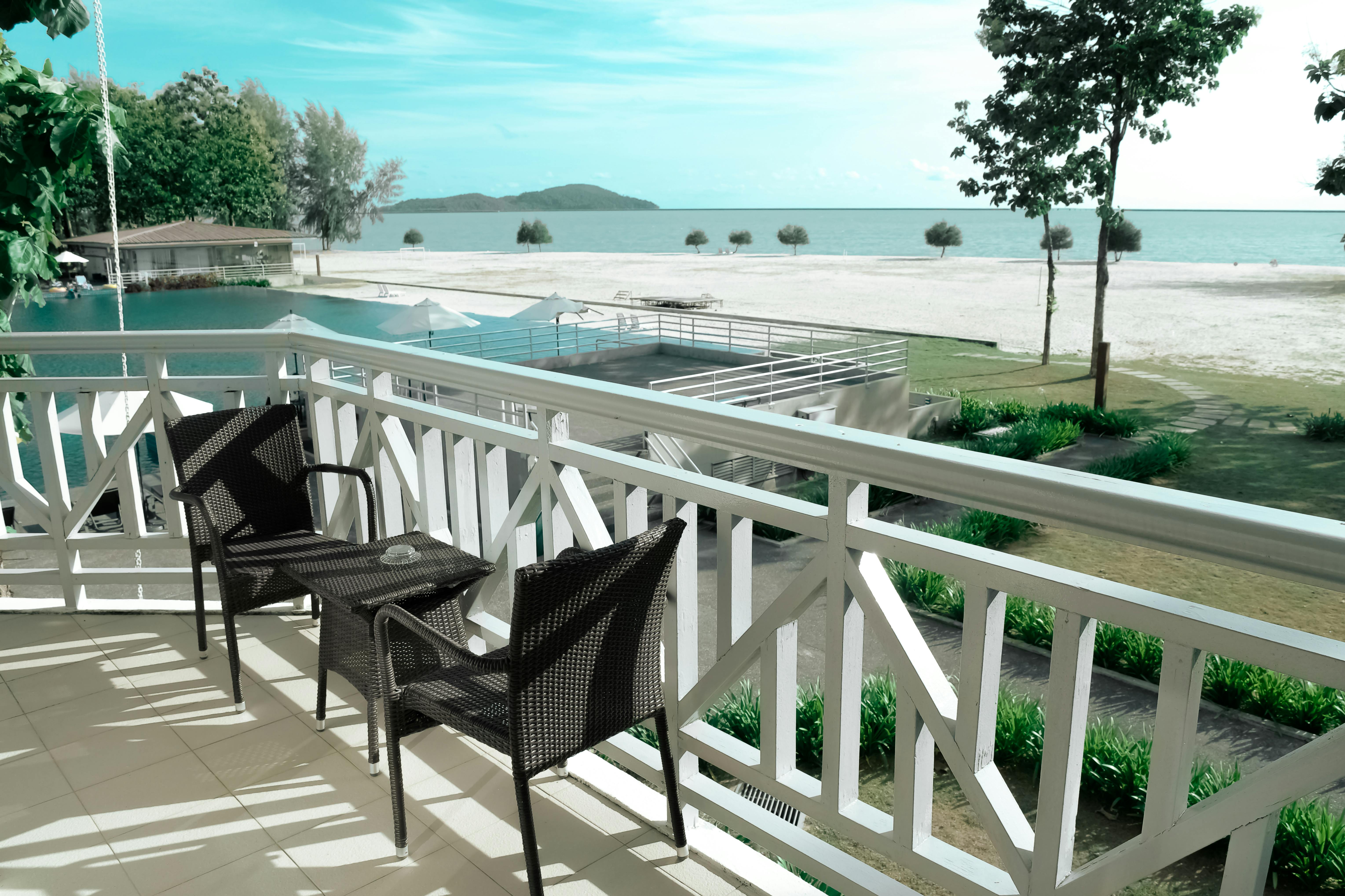 Free stock photo of balcony, beach, chairs