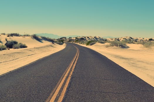 HD wallpaper of road, landscape, sky, sand