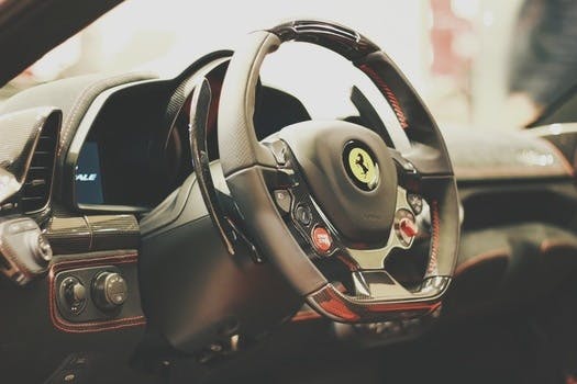 HD wallpaper of car, sports car, steering wheel, Ferrari