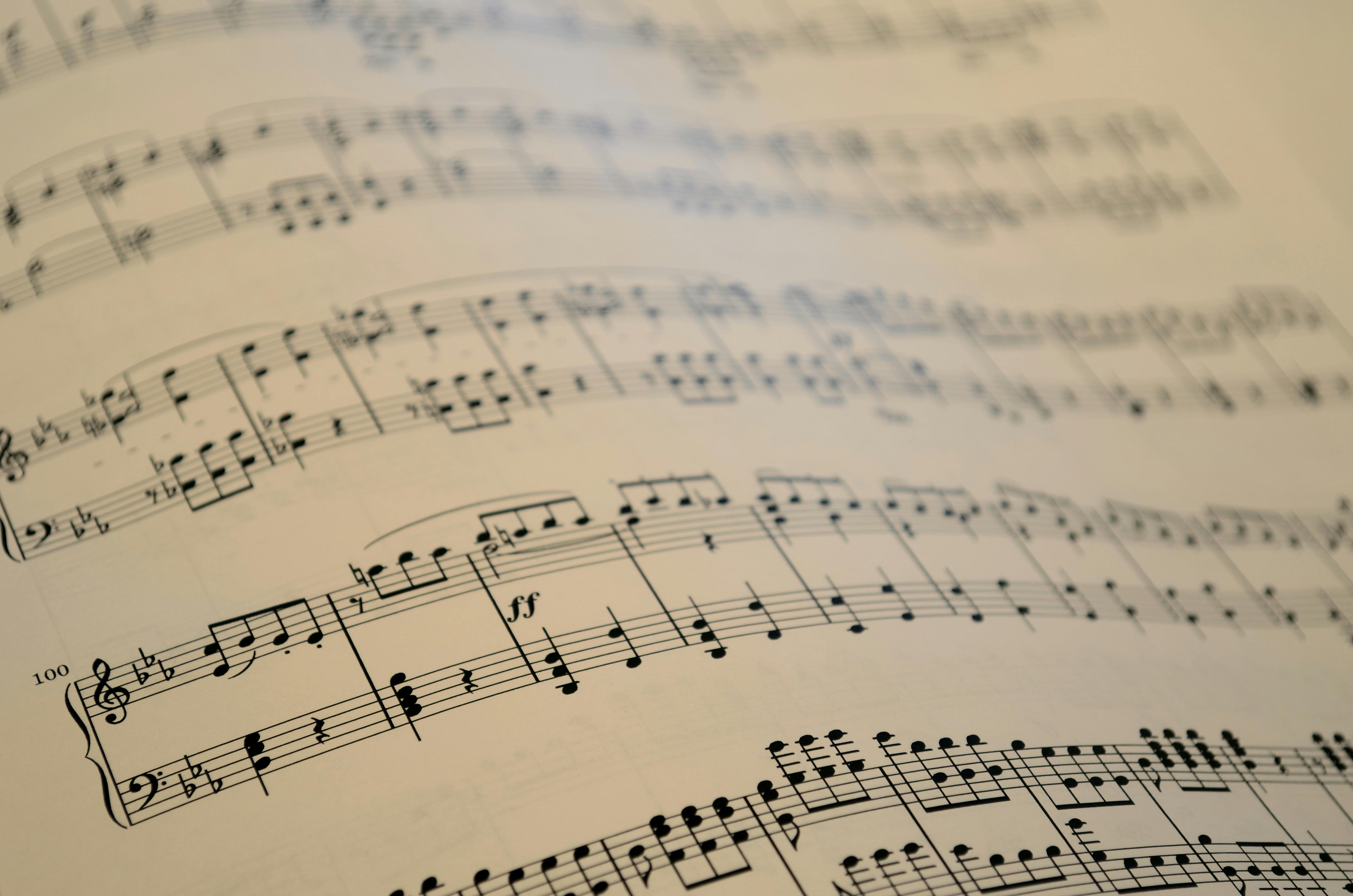 Close-up of a book of piano music