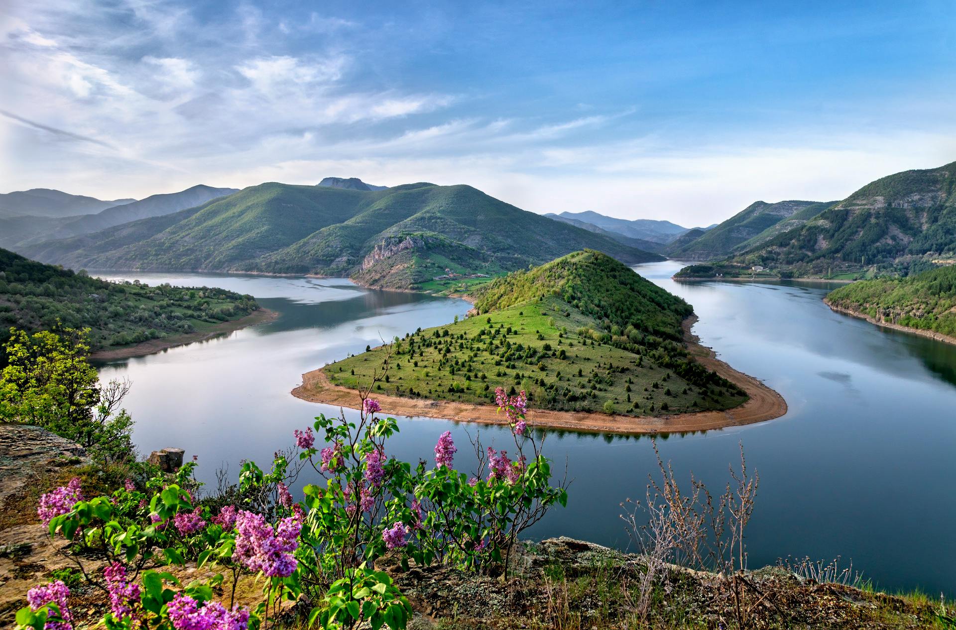 Green Mountain Surrounded By Body Of Water Photo Free Stock Photo   Pexels Photo 225203 