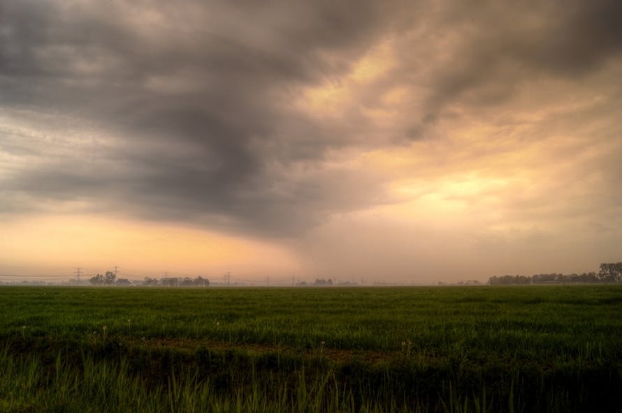 nubes, nublado, campo, pradera