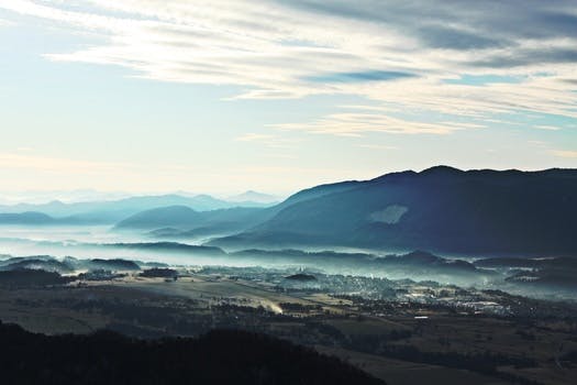 HD wallpaper of landscape, mountains, nature, clouds