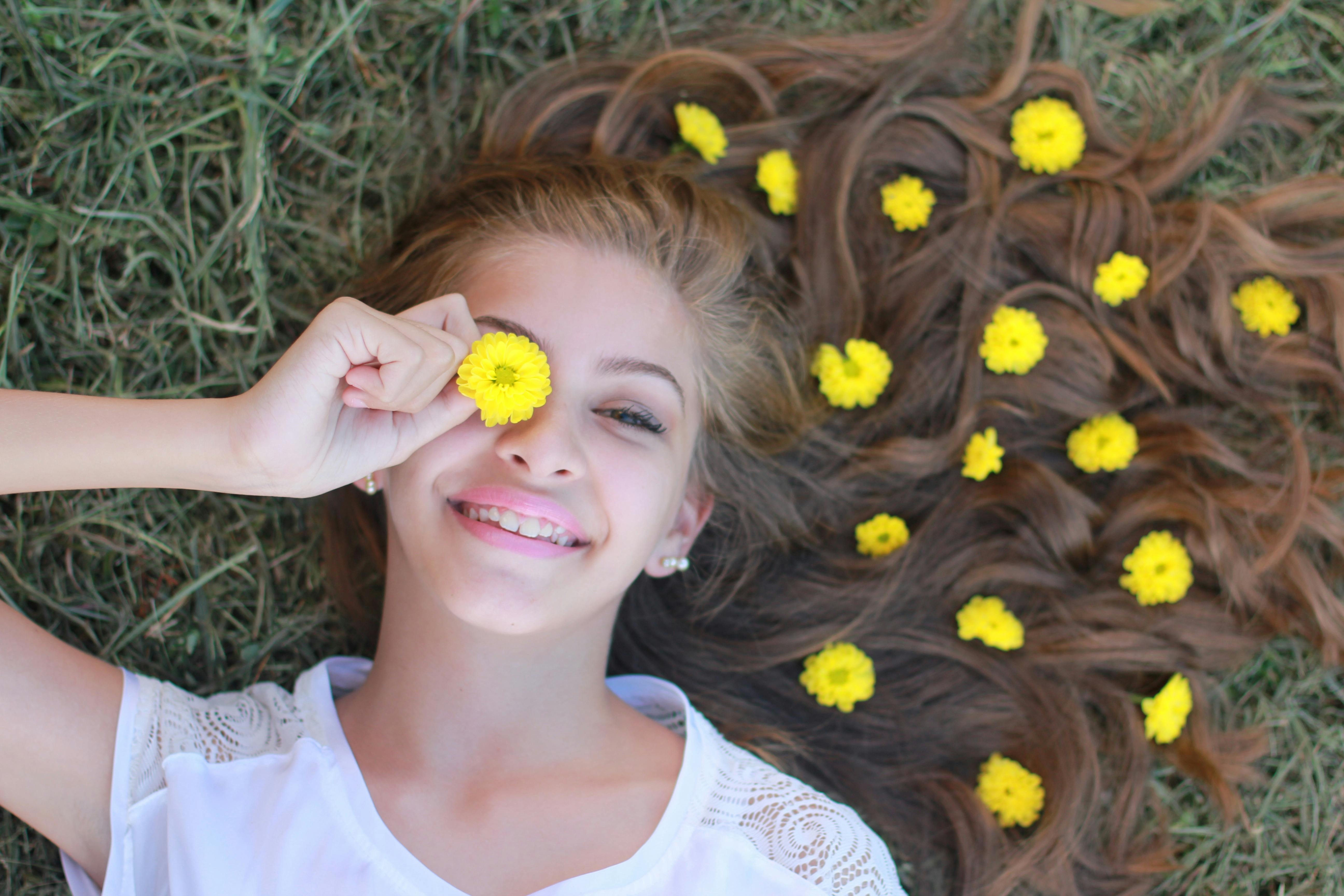 Happy Child with Flower