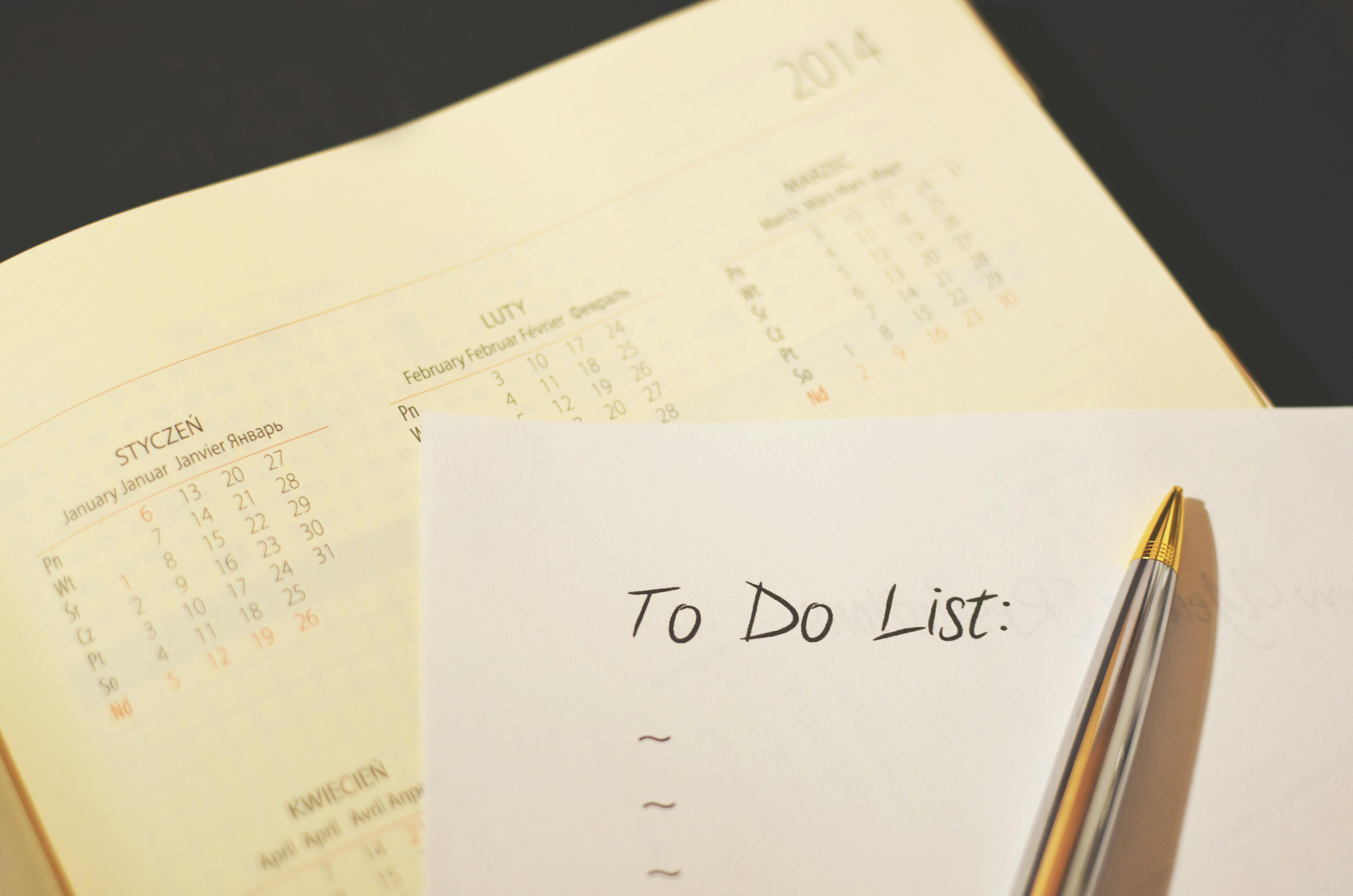 Free stock photo of calendar, checklist, list