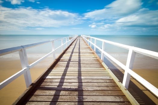 HD wallpaper of jetty, landing stage, sea, sky