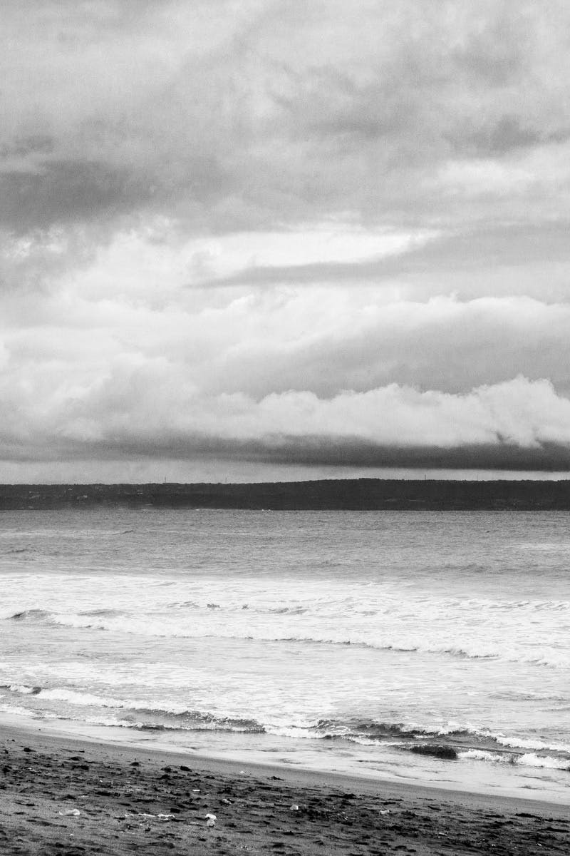 Free stock photo of beach, black-and-white, clouds