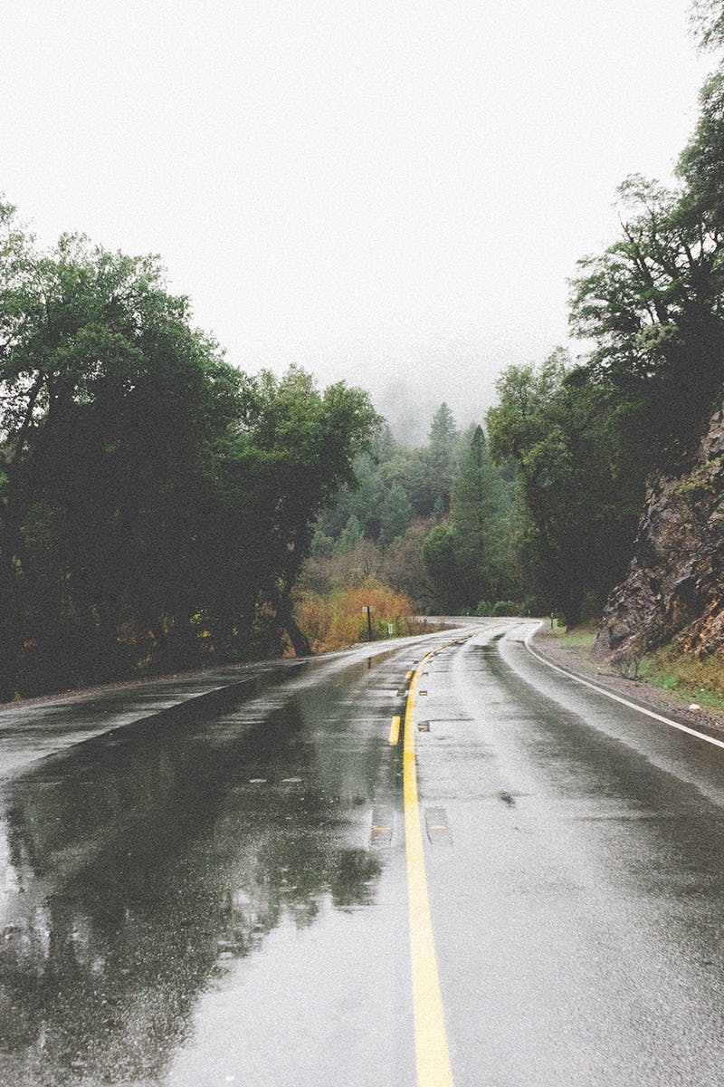 Free stock photo of bend, curve, rainy