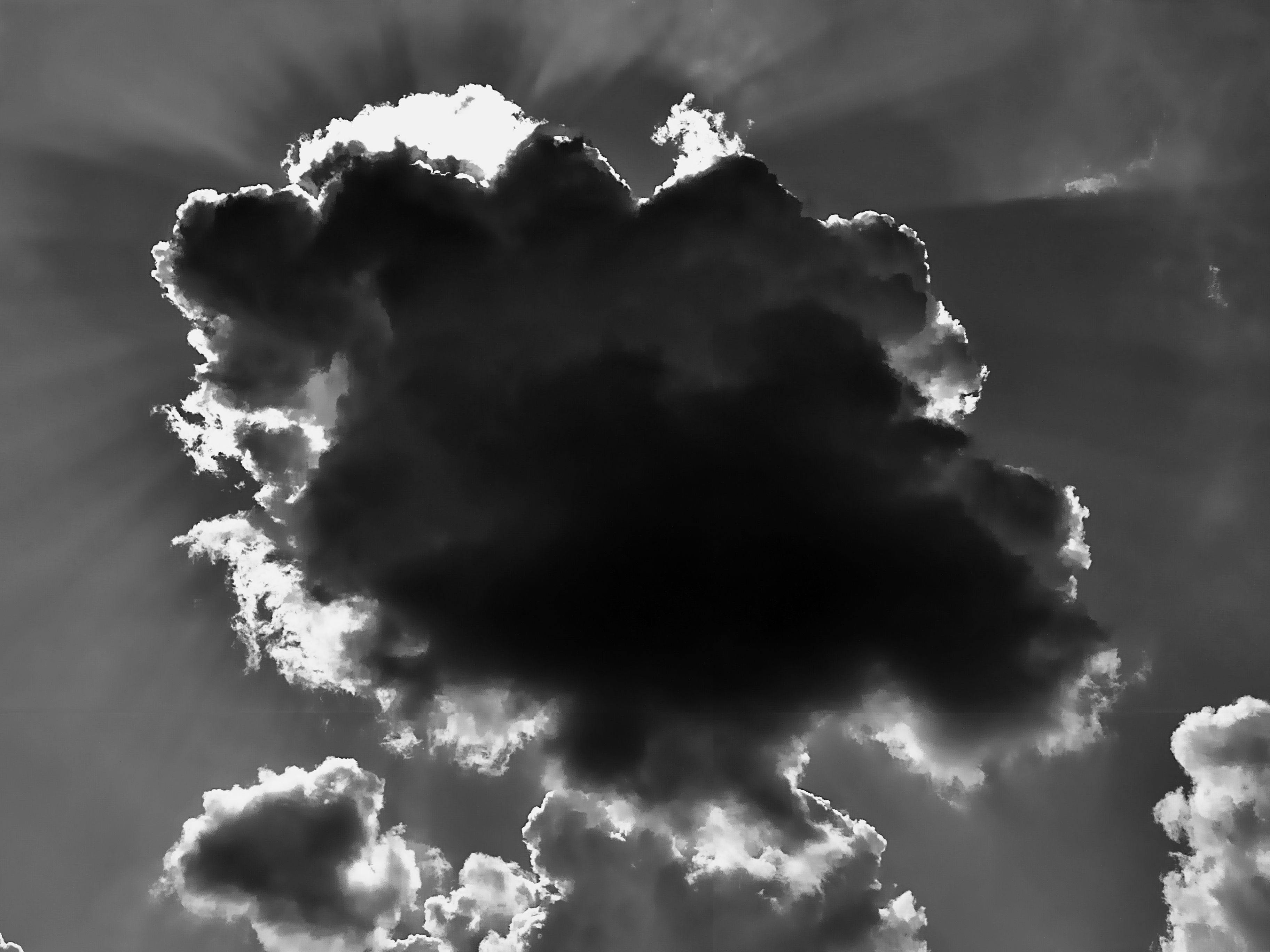 Free stock photo of black-and-white, cloud, clouds