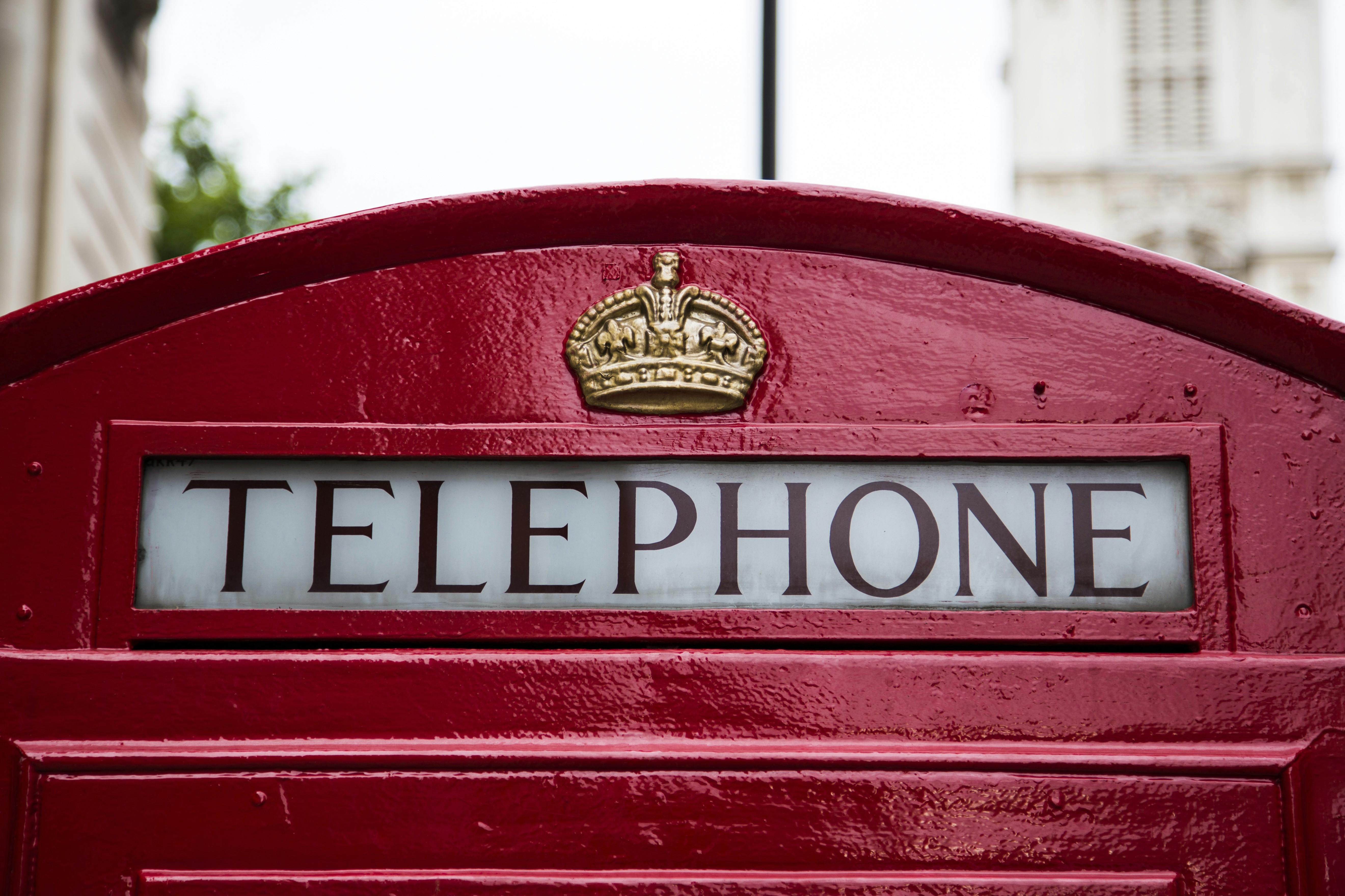 Telephone Red Gold Crown Booth · Free Stock Photo