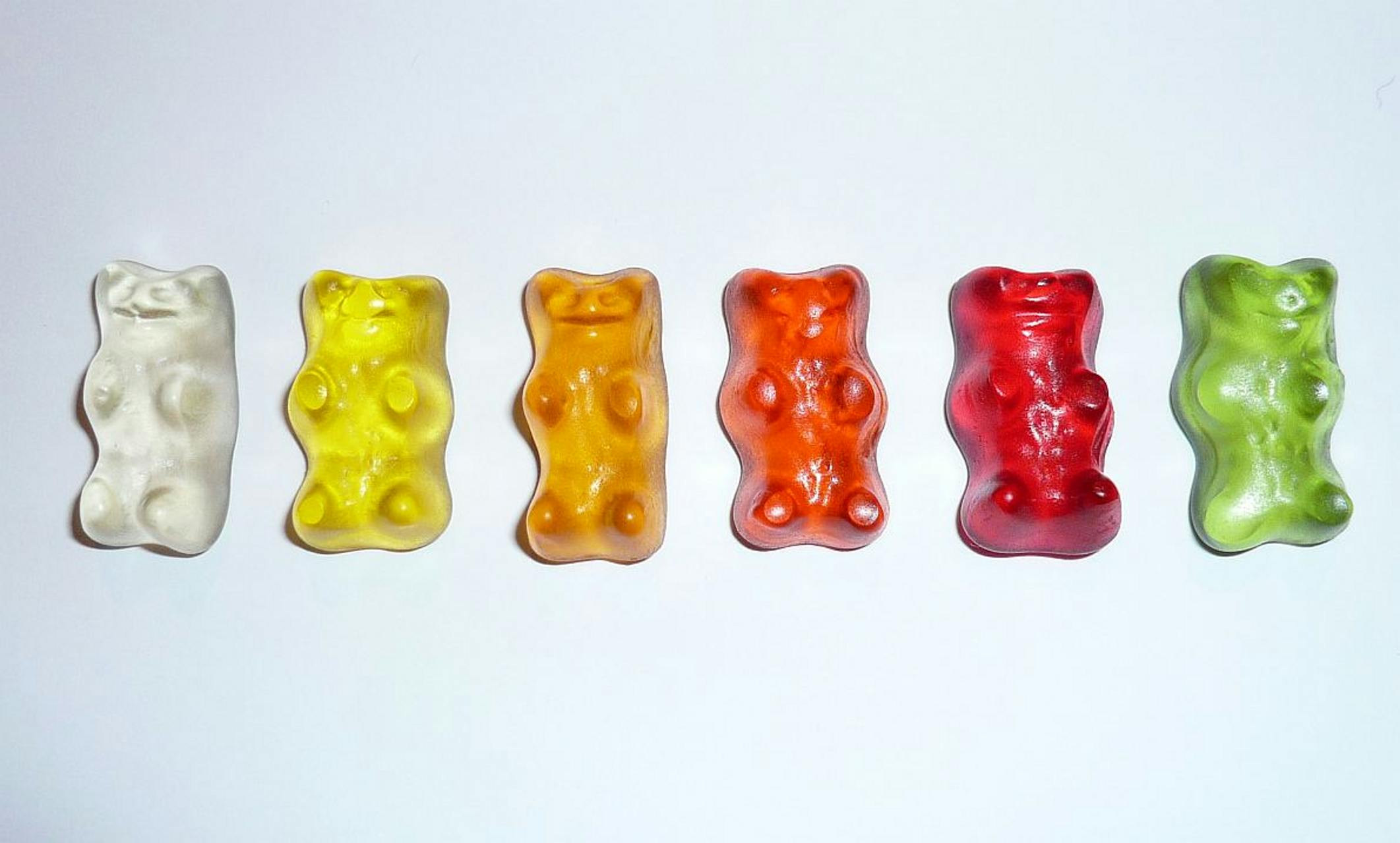 Gummy Bears in a White Surface \u00b7 Free Stock Photo