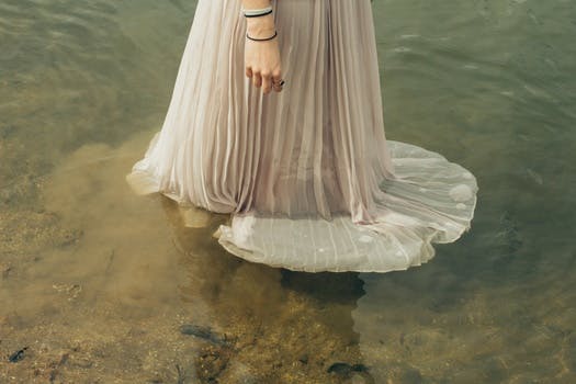 Free stock photo of water, river, dress, wet