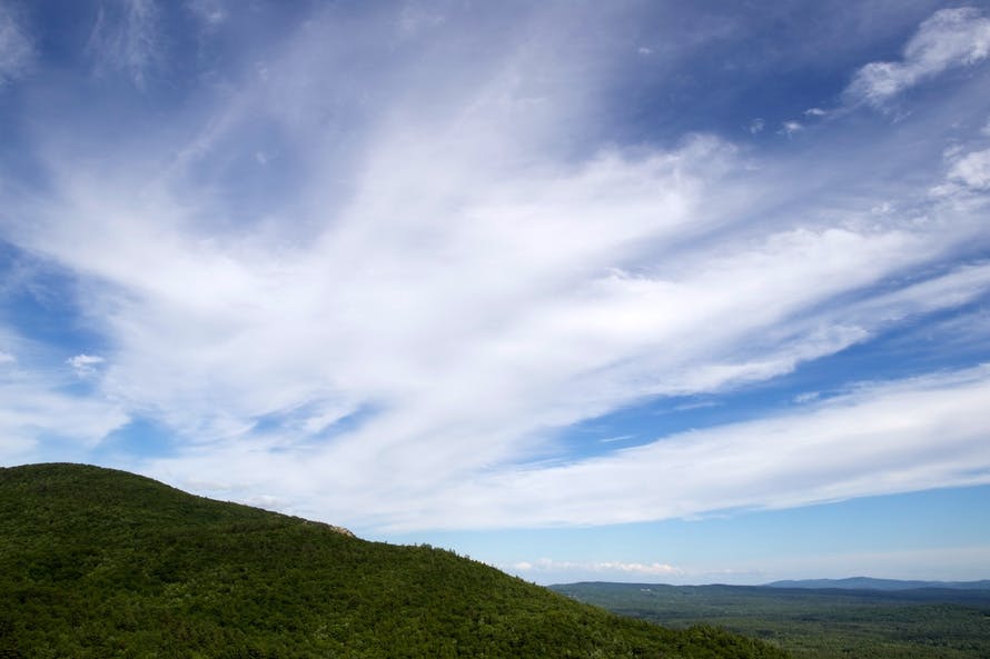 mountains, sky, clouds, forest